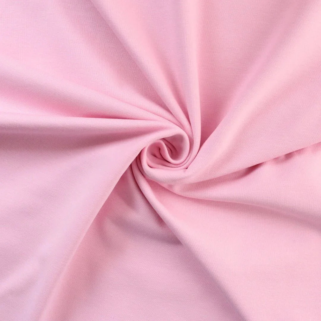 Jersey-Stoff Uni in Baby Rosa – sanfte, einfarbige Textur für vielseitige Nähprojekte