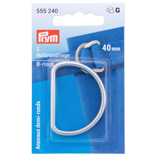 Prym Halbrundringe 40 mm aus strapazierfähigem Material, ideal für vielseitige Befestigungen in Taschen, Gürteln und Nähprojekten.