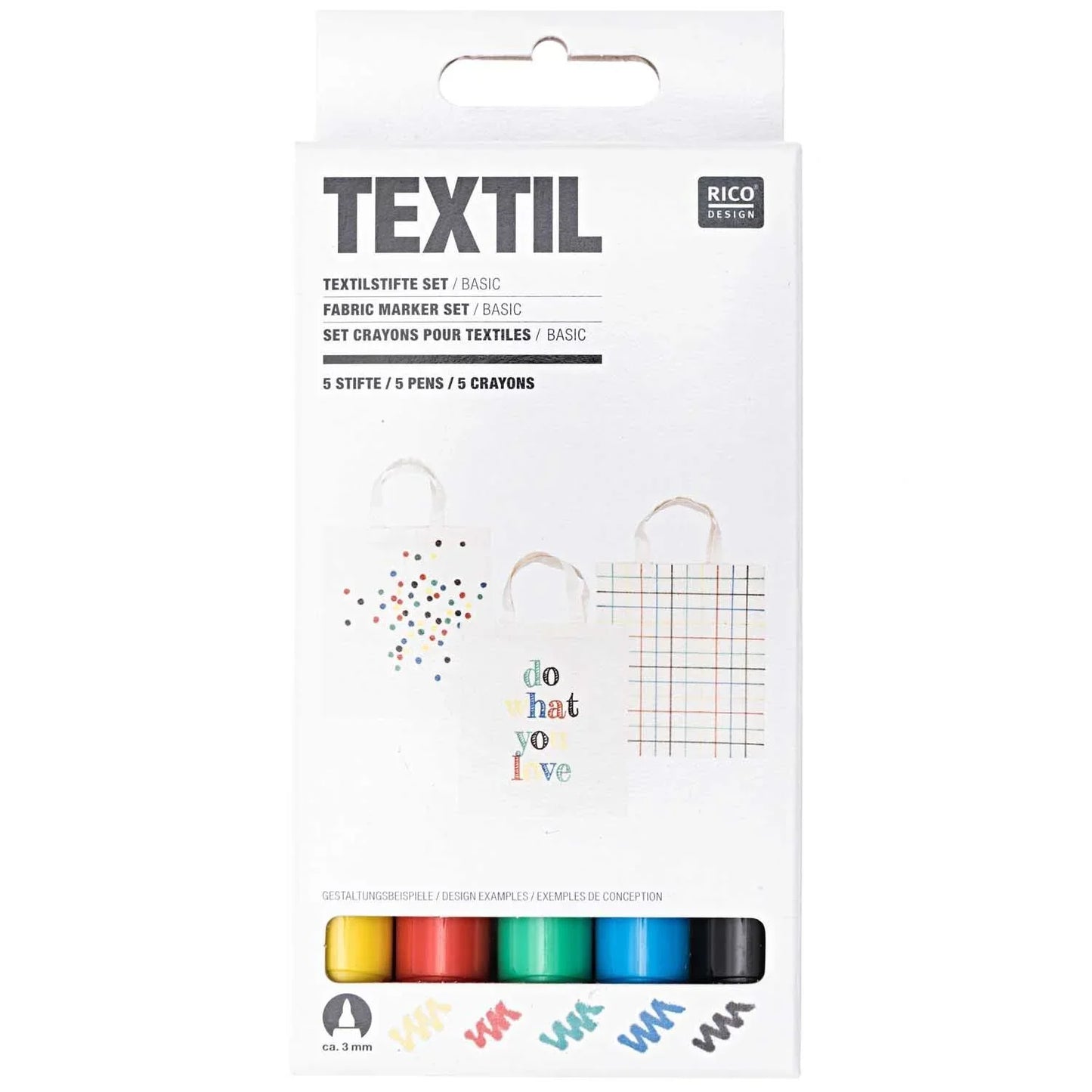 Textilstifte basic 5 Stück