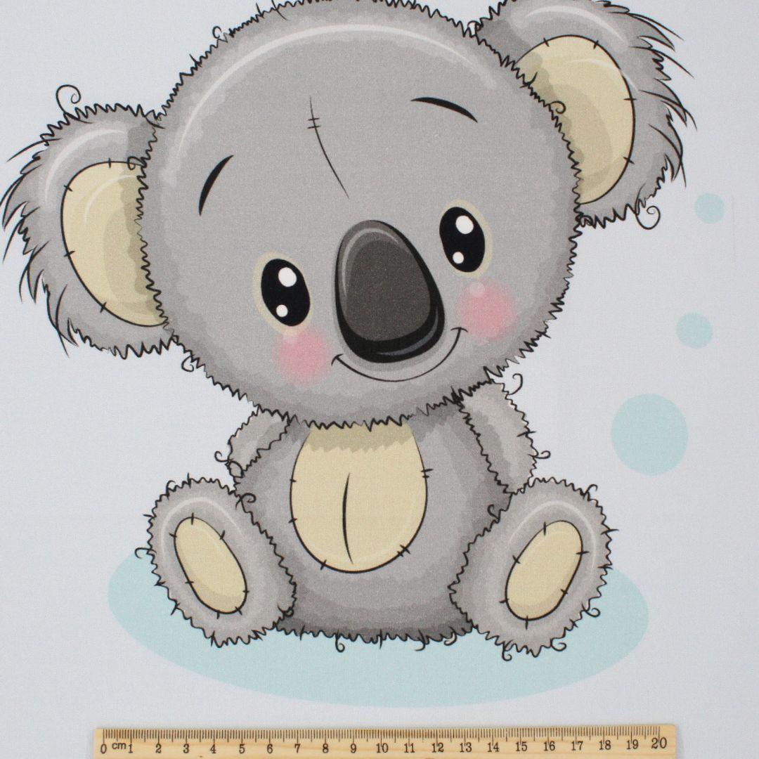 Baumwollpanel für Nähprojekte: 38x38 cm Baumwollstoff mit Koala-Motiv, perfekt für DIY-Projekte wie Kissenbezüge oder Krabbeldecken.