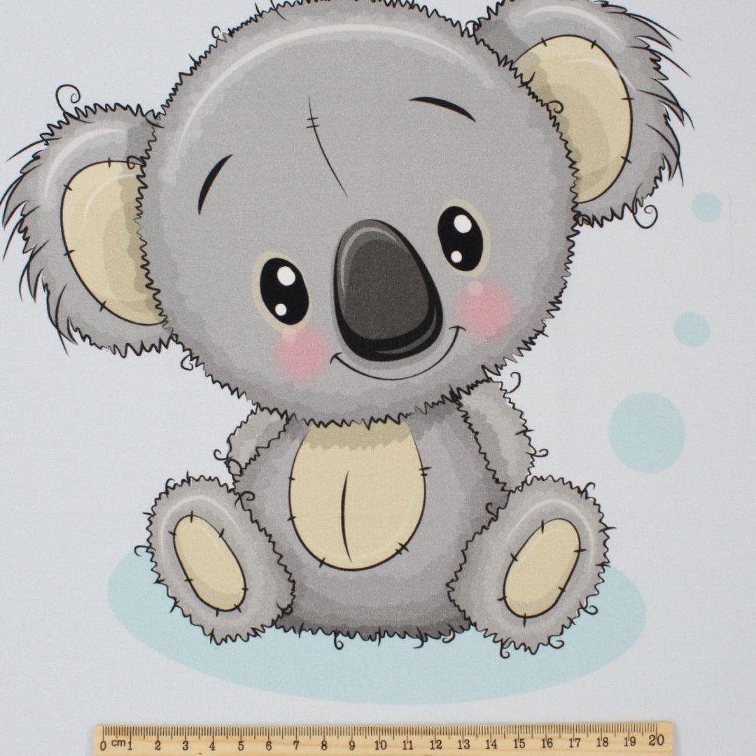 Baumwollpanel für Nähprojekte: 38x38 cm Baumwollstoff mit Koala-Motiv, perfekt für DIY-Projekte wie Kissenbezüge oder Krabbeldecken.