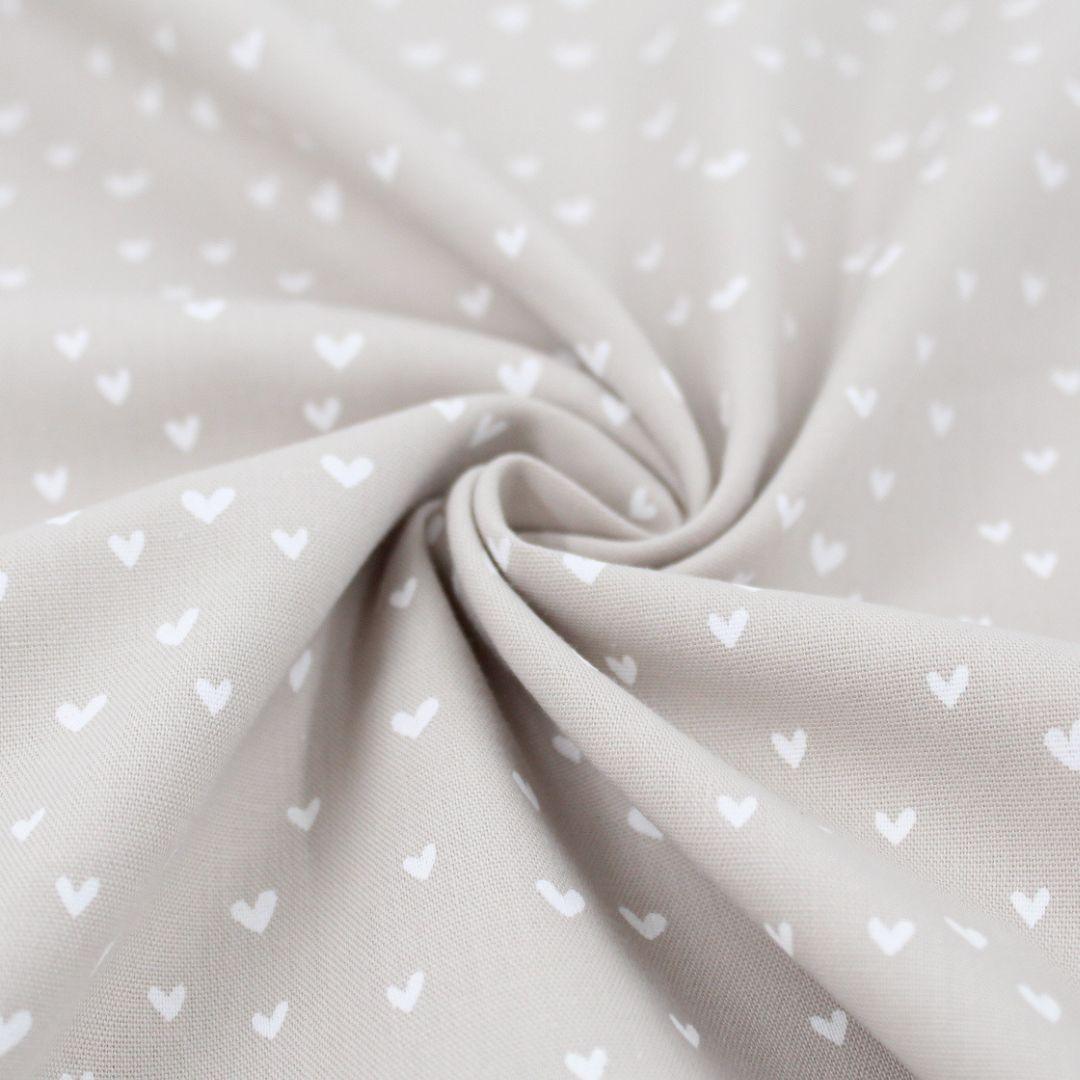 Baumwollpopeline Mini Herzen in Sand ideal für Sommerkleid