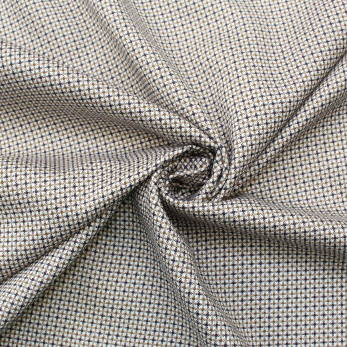 Baumwollsatin mit feinem Karomuster – Beige