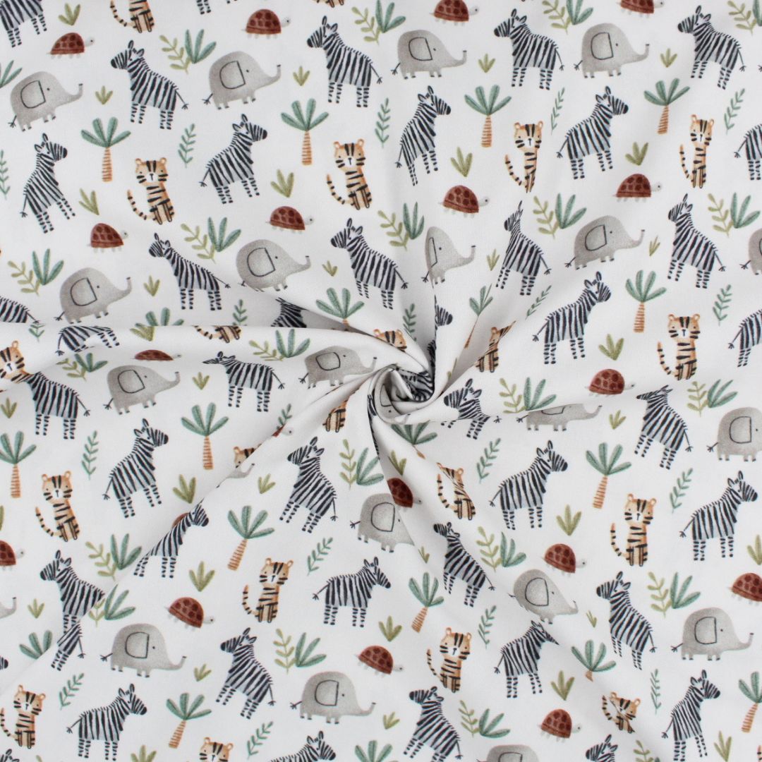 Farben Beige Grün Grau Braun - Kinderstoff Safari Tiere, ideal für Nähprojekte