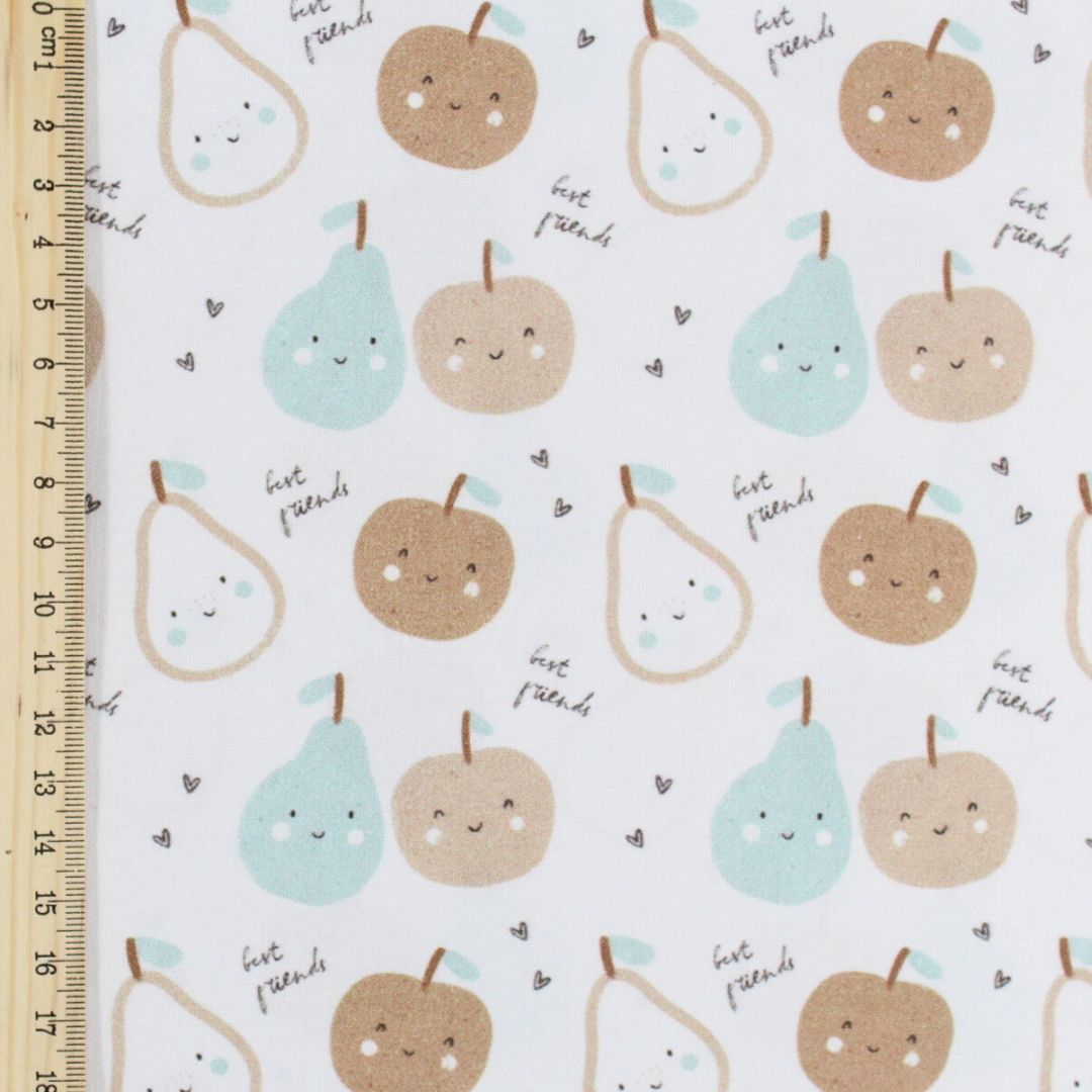 Hochwertiger Baumwollstoff für Babys und Kinder, Apfel- und Birnen-Design für Kissen, Decken und Patchwork