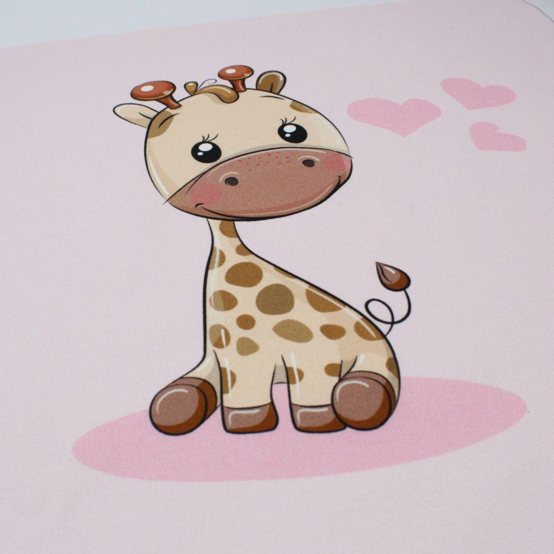 Gefaltetes Baumwollpanel Giraffe Rosa, weicher Stoff für DIY Kissenprojekte
