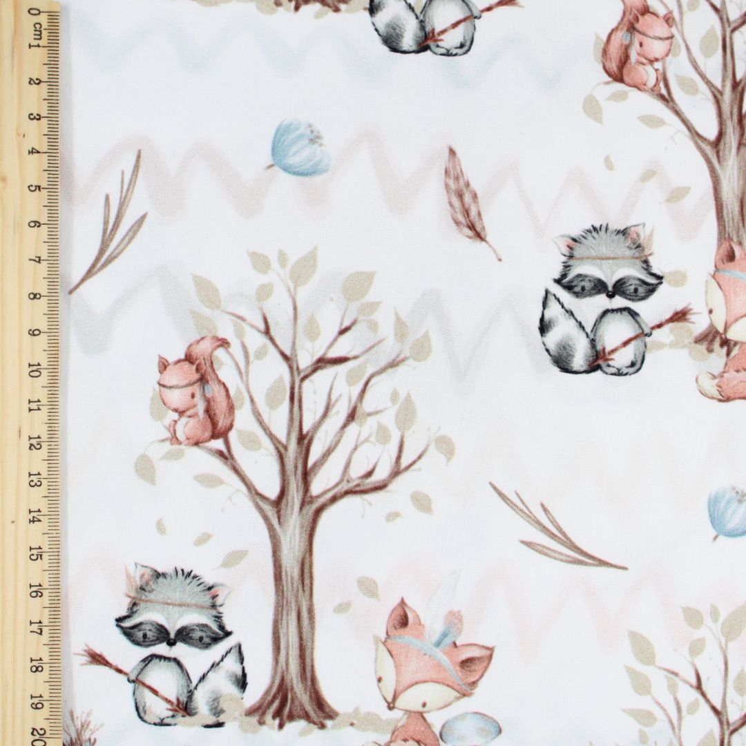 Hochwertiger Baumwollstoff Waldfreunde Boho für Kinderzimmer, Dekokissen, Gardinen und kreative DIY-Nähprojekte
