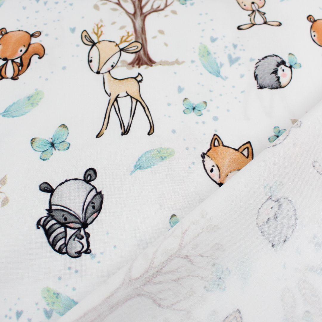 Baumwollstoff Waldfreunde Frühling | Weiß