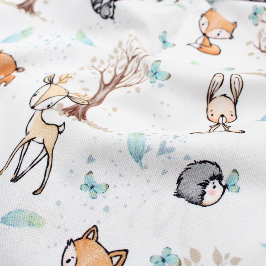 Baumwollstoff Waldfreunde Frühling | Weiß