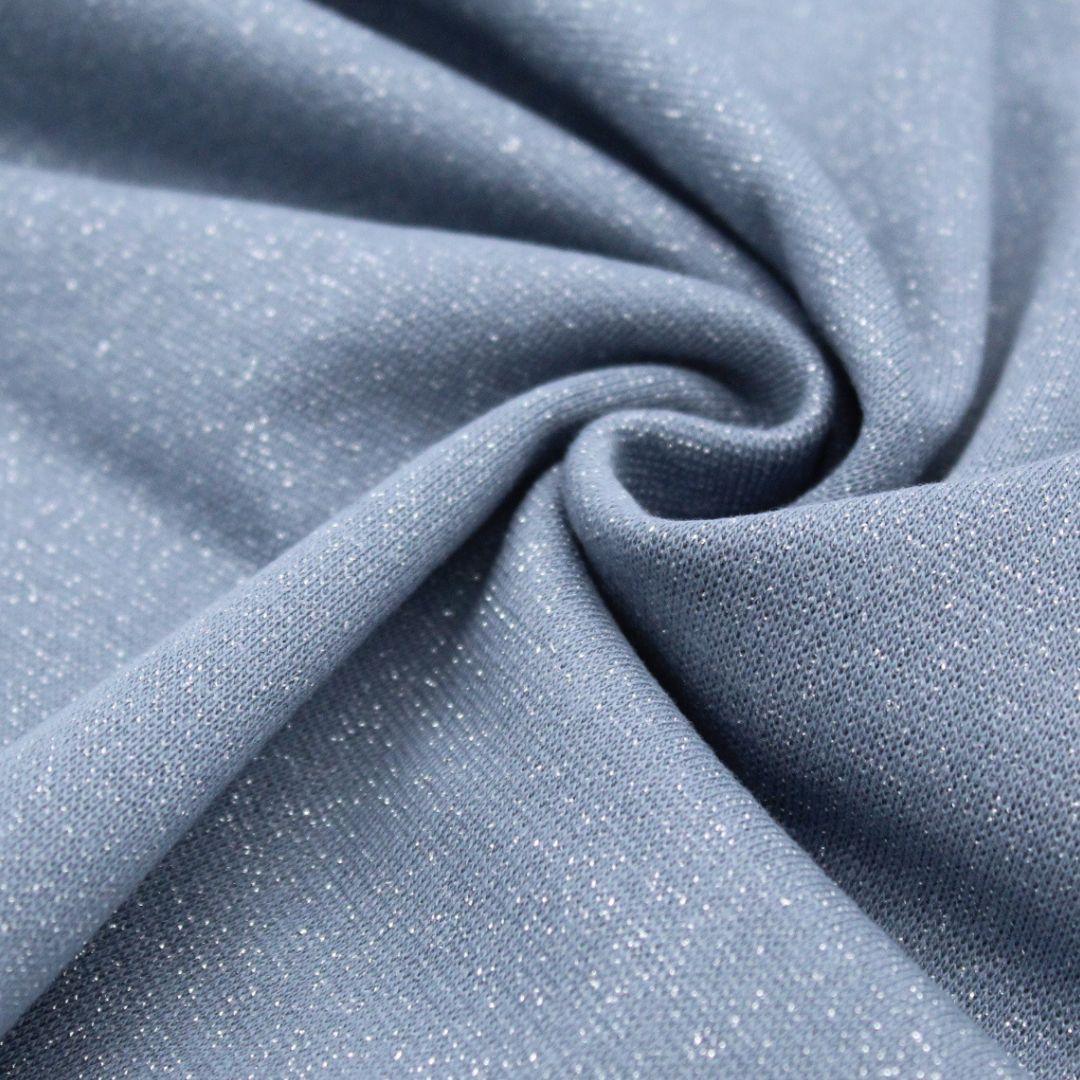 Bündchenstoff mit Glitzer in Dusty Blue
