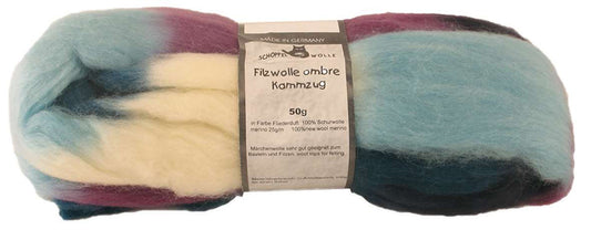 Schoppel Filzwolle Ombre Kammzug 100% Merinowolle Lila, Blau, Flieder