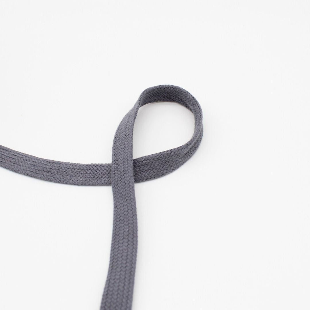 Flachkordel aus Baumwolle in Grau