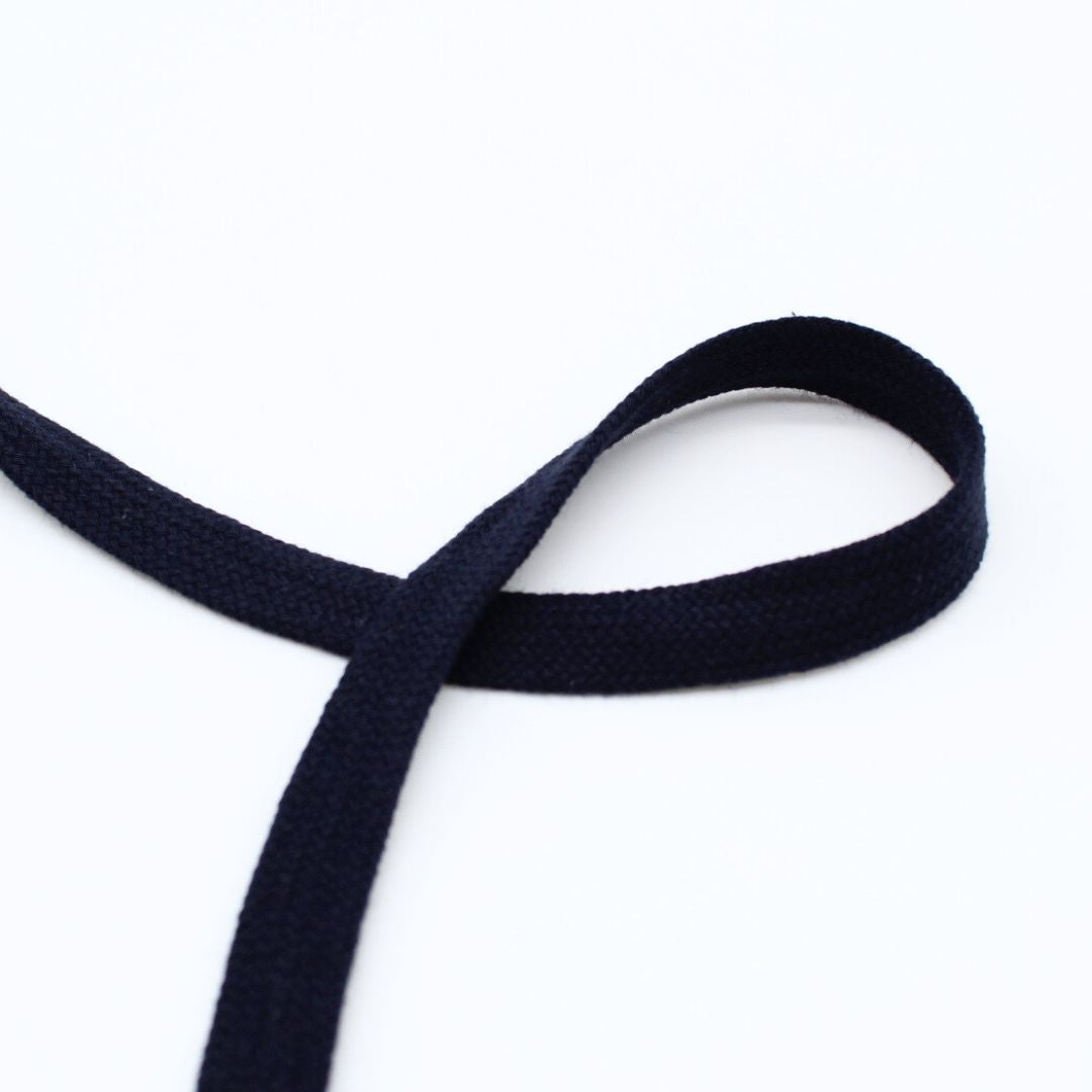 Flachkordel 100% Baumwolle in Marineblau, 15 mm – Ideal für Nähprojekte