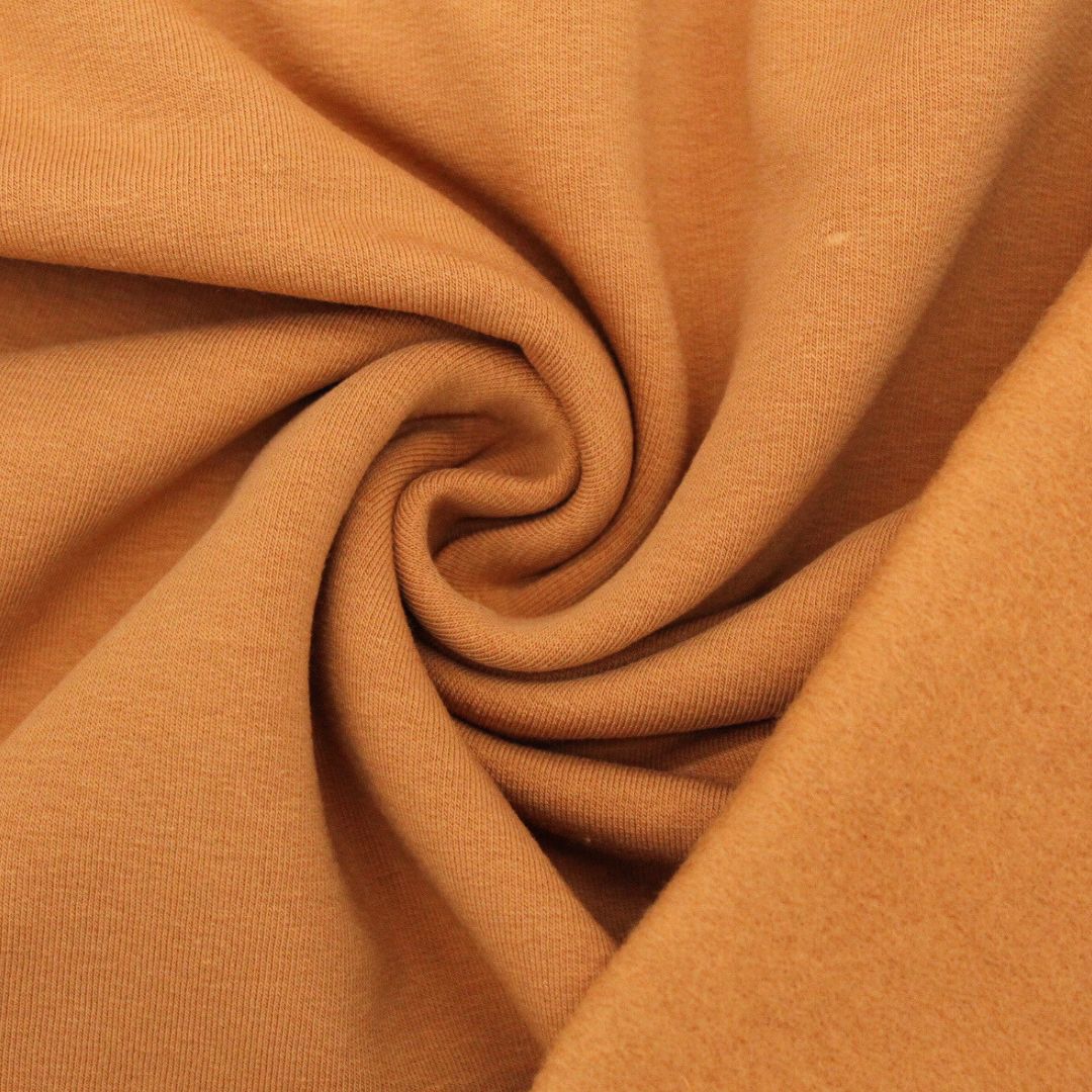 Angerauter French Terry in Karamellbraun | Rückseite