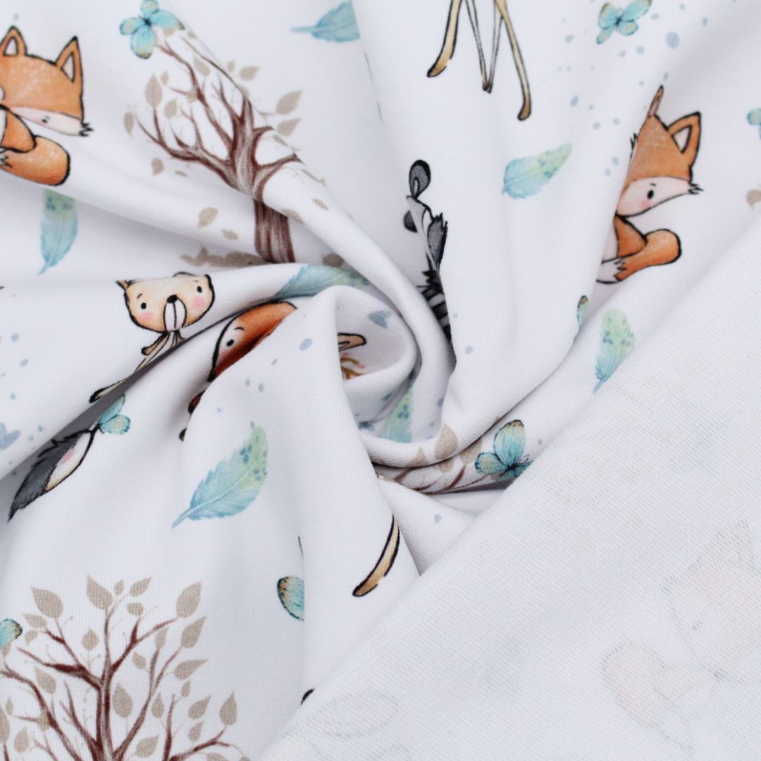 French Terry "Waldfreunde Frühling" – Perfekter Stoff für frühlingshafte Nähprojekte mit kindgerechten Tiermotiven