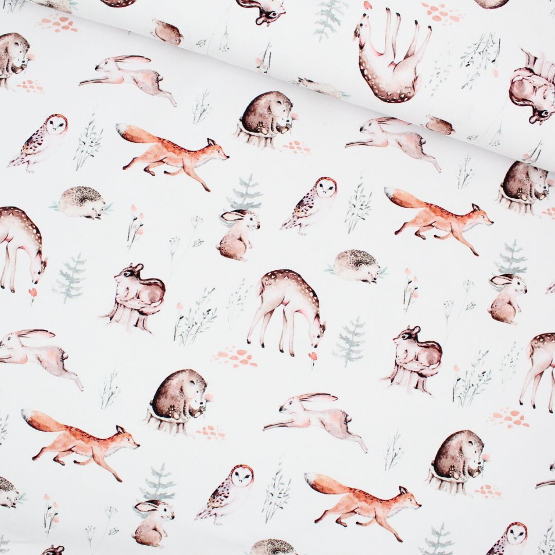 French Terry Sommersweat Waldfreunde Winter Meterware