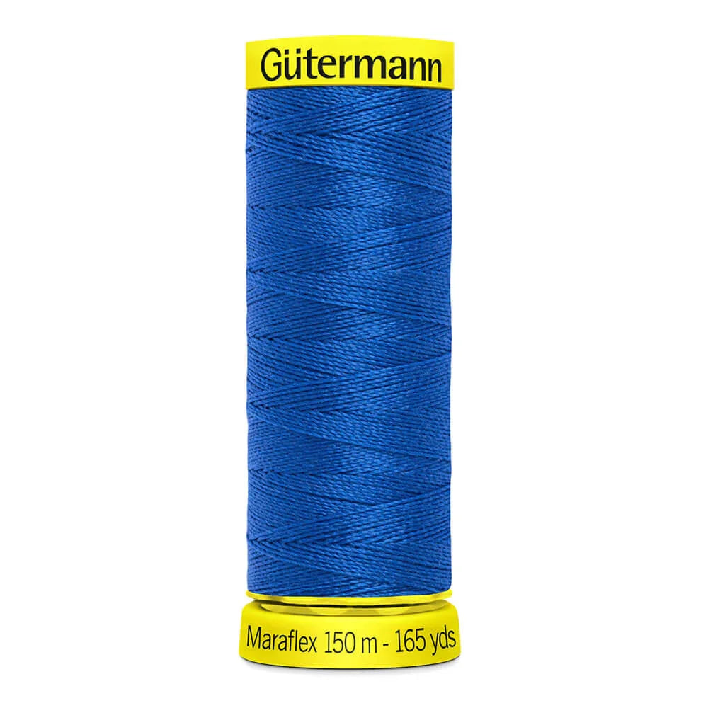 Maraflex Nähfaden - elastischer Nähfaden für hochelastische Nähte, hergestellt aus 100% PBT mit Micro Core Technology, ideal für Bekleidung. Blau