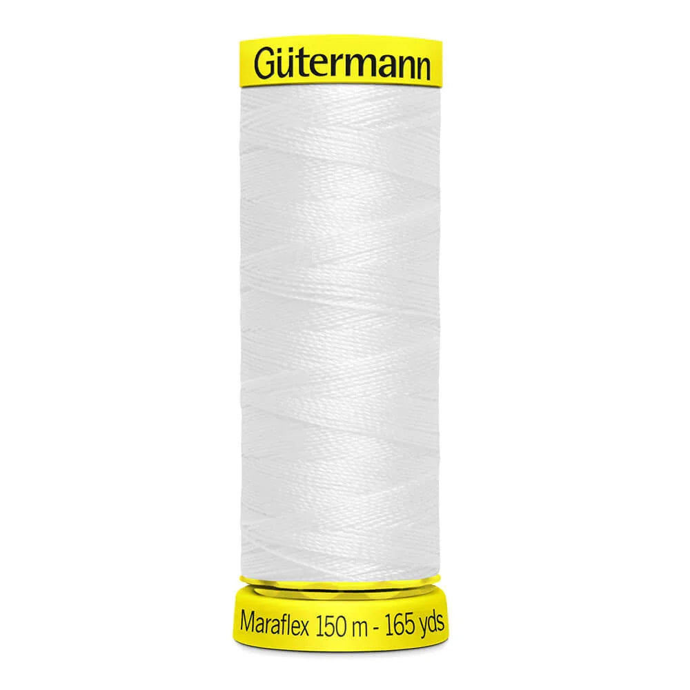 Maraflex Nähfaden - elastischer Nähfaden für hochelastische Nähte, hergestellt aus 100% PBT mit Micro Core Technology, ideal für Bekleidung. Weiß
