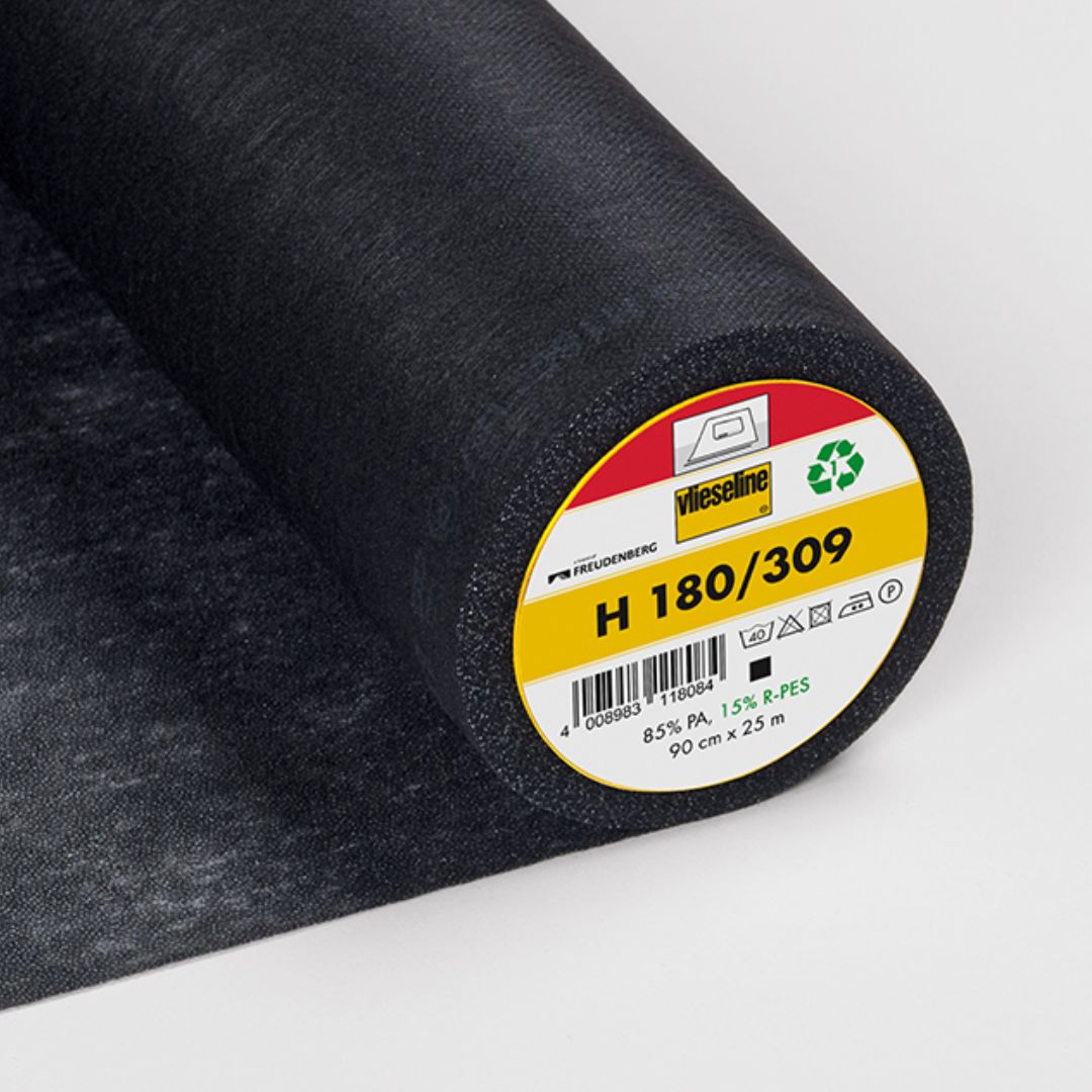 Bügeleinlage H180 Schwarz von Vlieseline in Originalverpackung – leichte, feine Einlage für Jacken, Kragen und Manschetten.