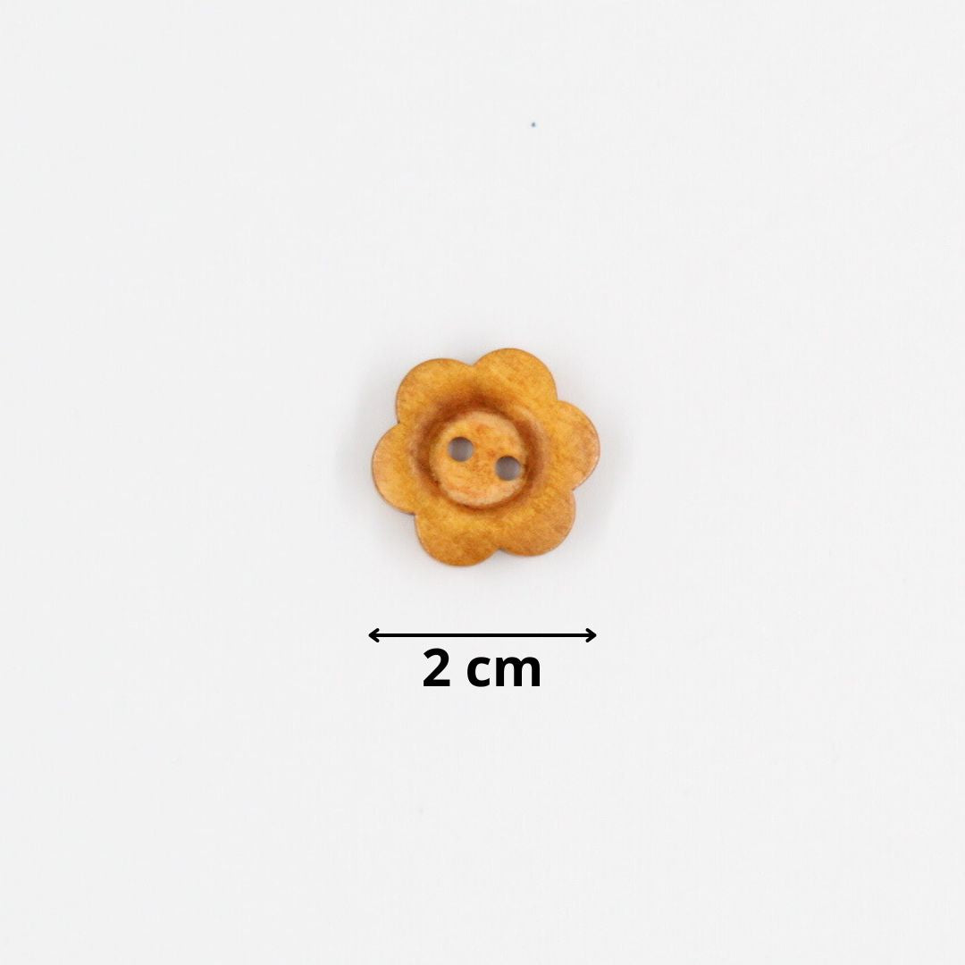 Holzknopf Blumenform 20 mm – Vorderseite | Knopfgröße