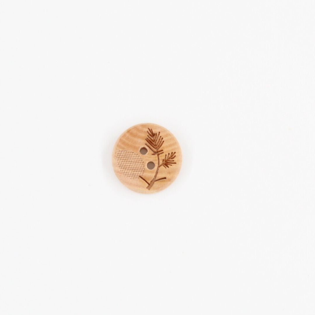 Holzknopf mit Ast-Motiv – Vorderseite, 20 mm Durchmesser
