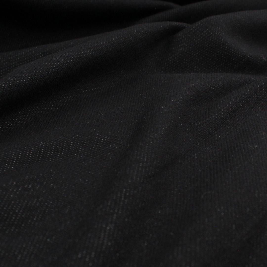 Jersey Stoff in Jeansoptik als Meterware – Detailaufnahme der Struktur und Farbe