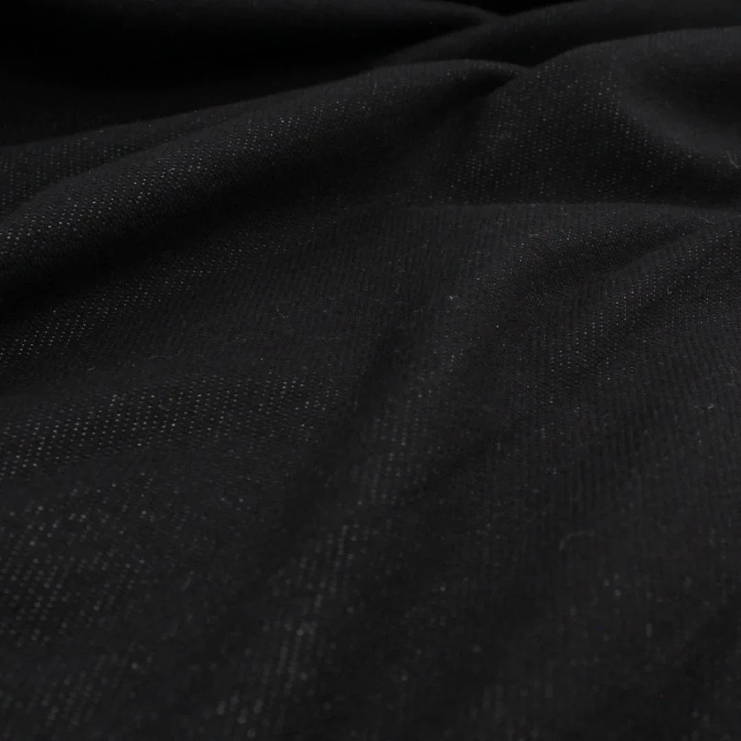 Jersey Stoff in Jeansoptik als Meterware – Detailaufnahme der Struktur und Farbe