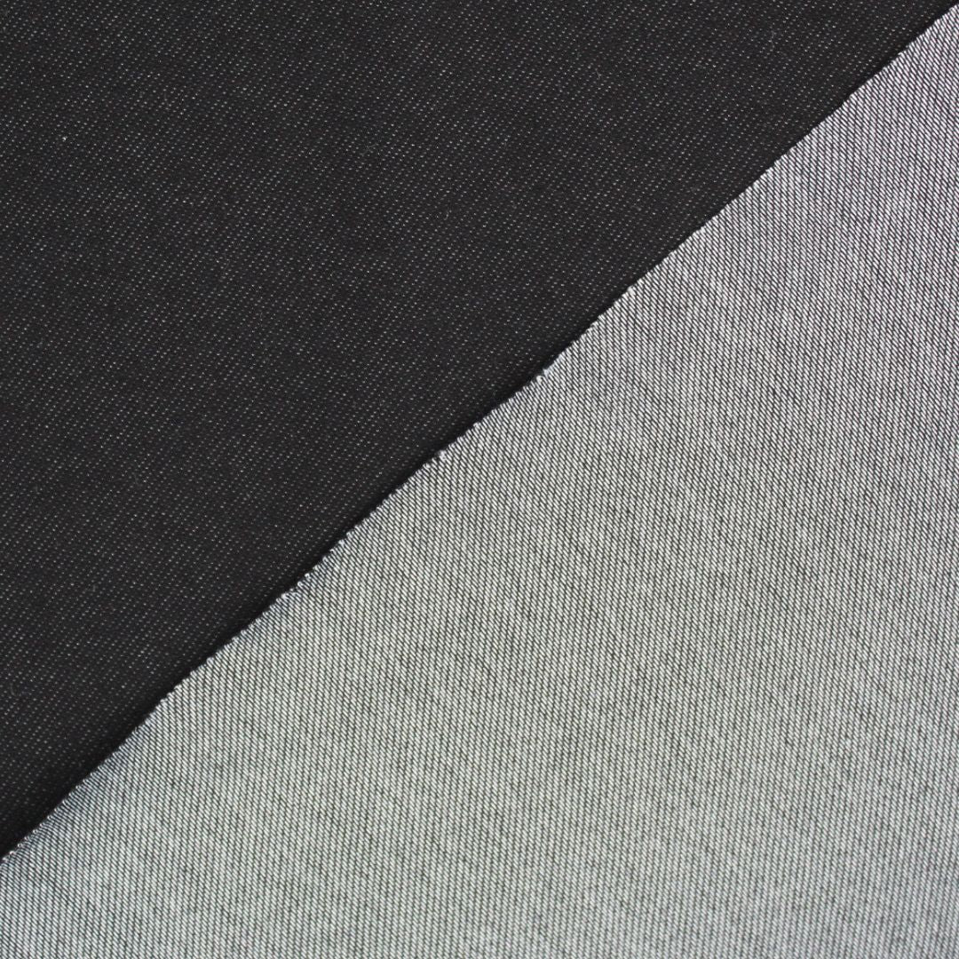 Jersey Stoff in Jeansoptik in Schwarz mit Rückseite