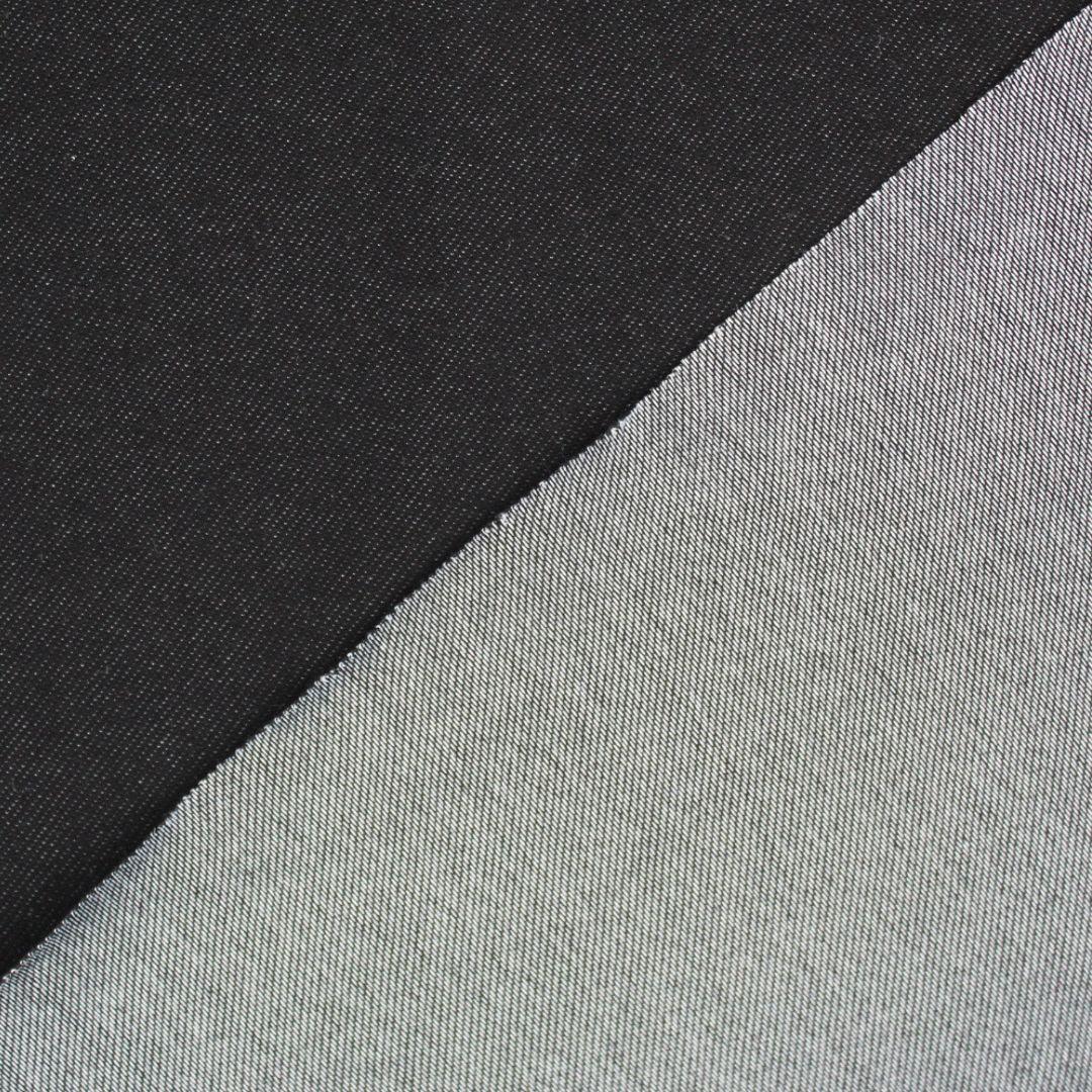 Jersey Stoff in Jeansoptik in Schwarz mit Rückseite