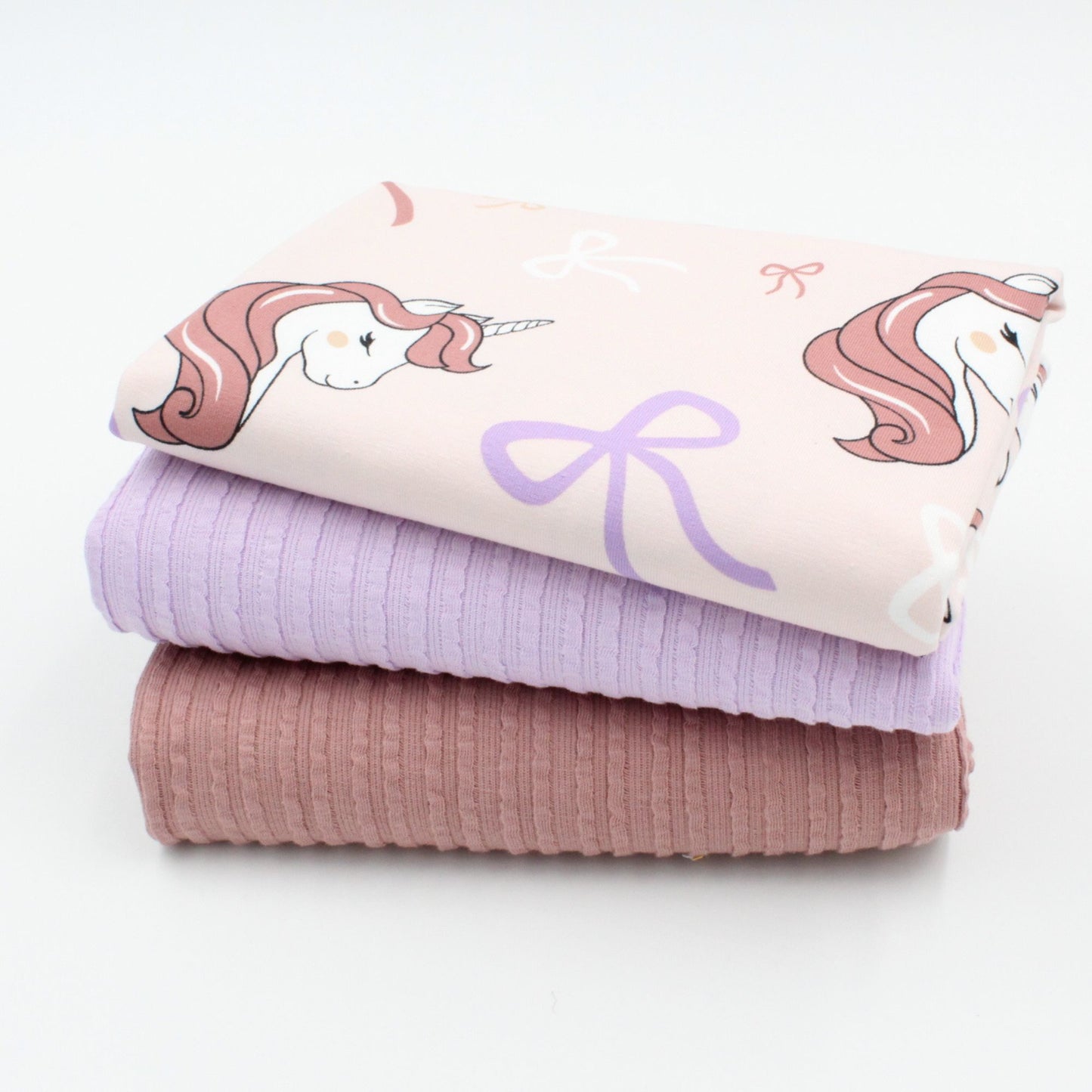 Jersey Einhorn Stoff kombiniert mit Uni Stoff rosa Kinderstoff Nähen