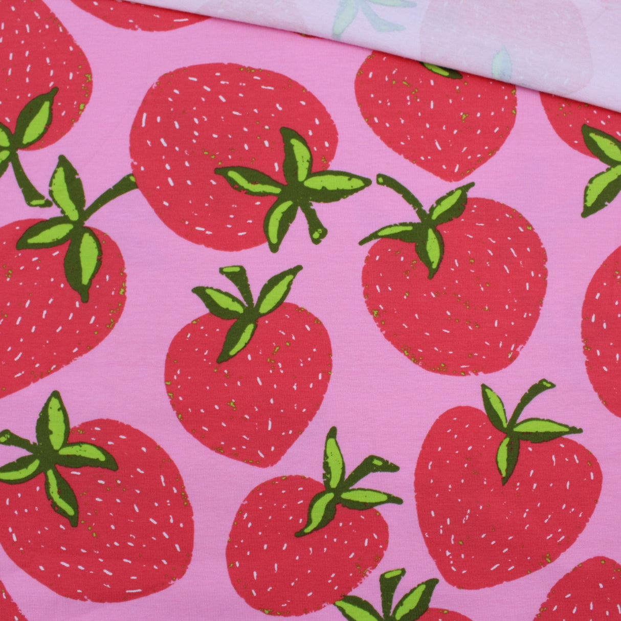 Jersey Stoff Erdbeeren | Rosa