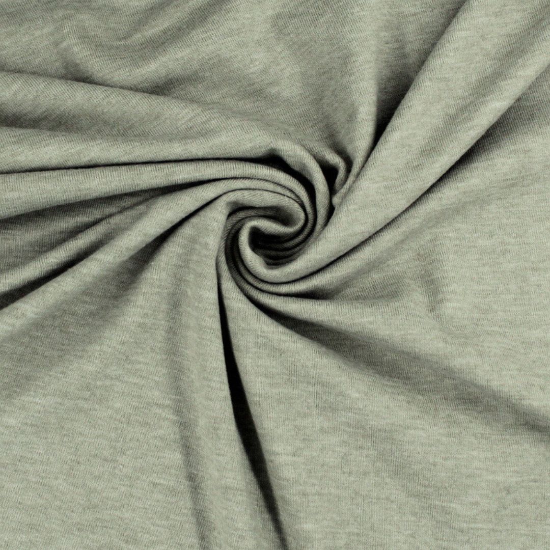Atmungsaktiver Jersey Stoff in Khaki meliert