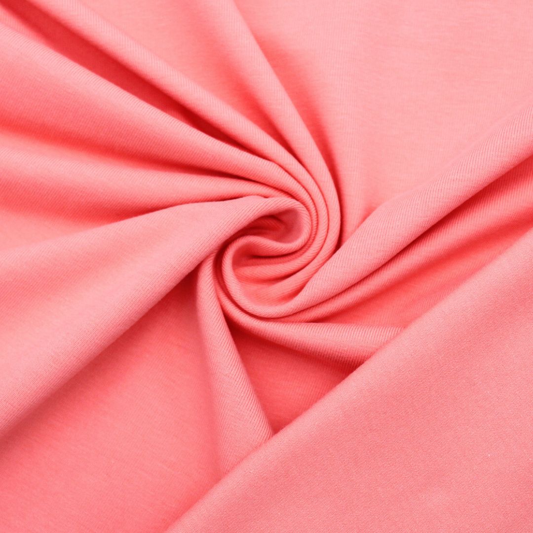 Weicher Jersey Stoff in Koralle Rückseite
