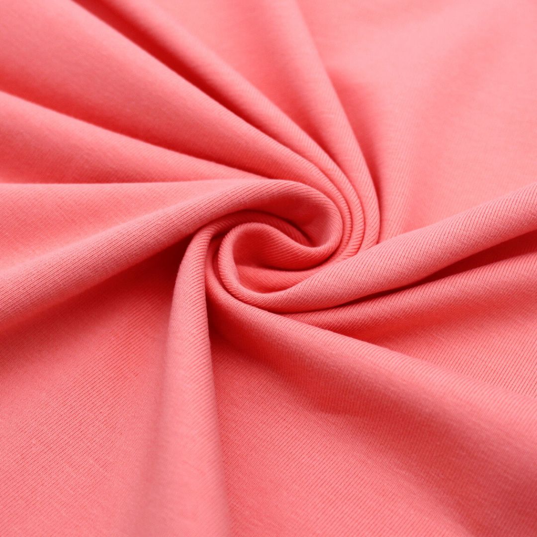 Baumwolljersey in Koralle | Nahaufnahme