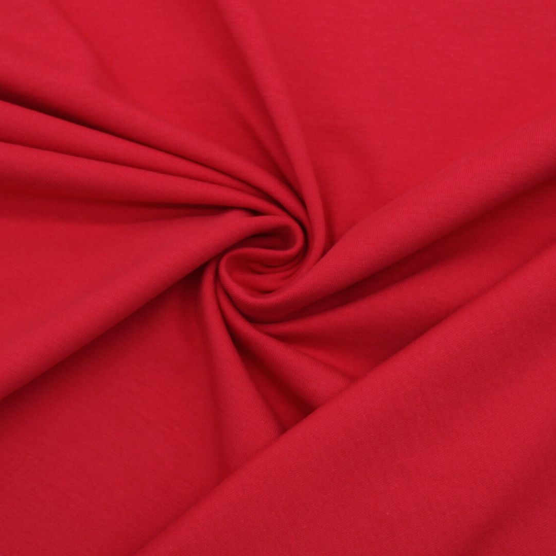 Weicher Jersey Stoff in Leuchtrot mit Rückseite