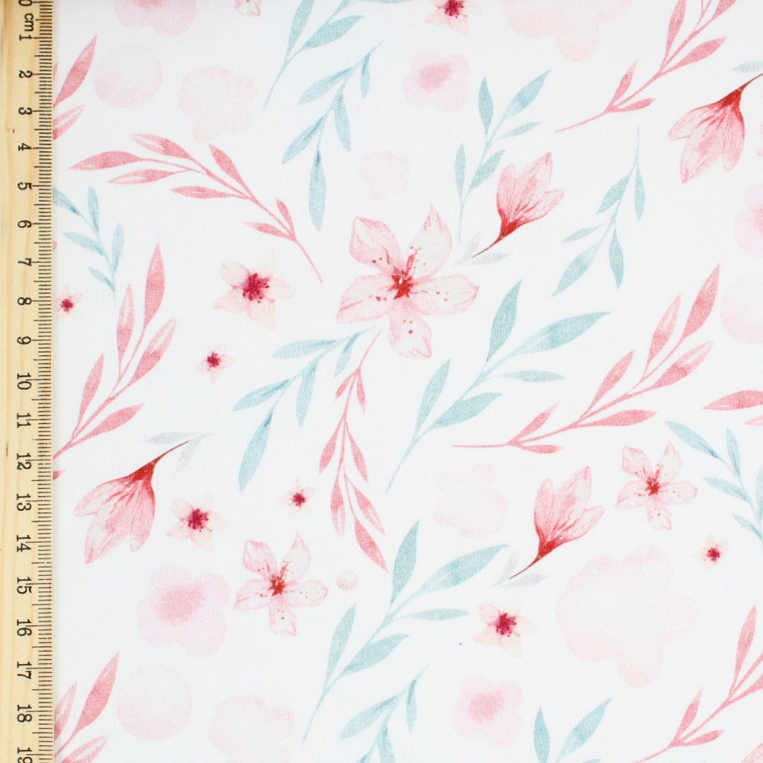 Jersey mit rosa Blumen | Mustergröße