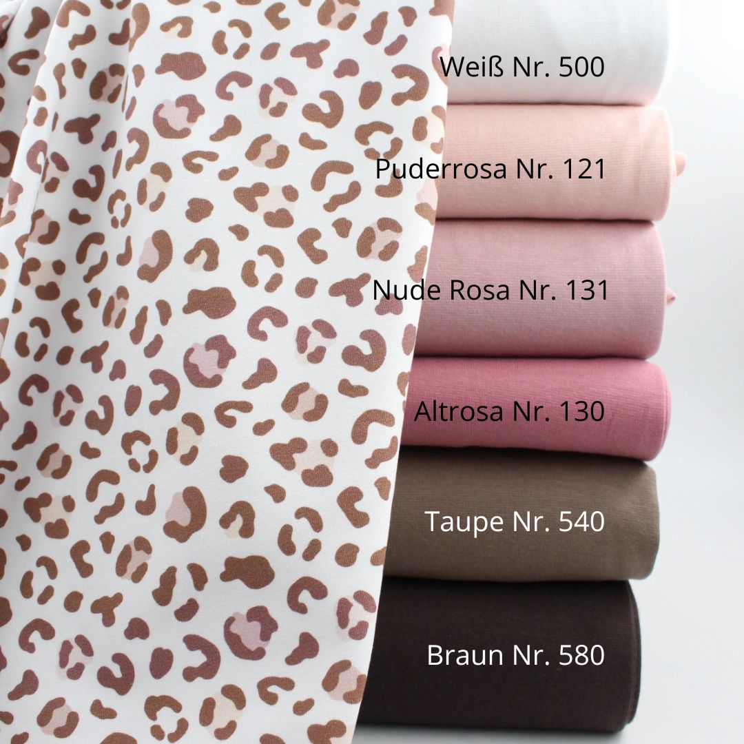 Jersey Leoparden Flecken kombiniert mit Bündchenstoffen