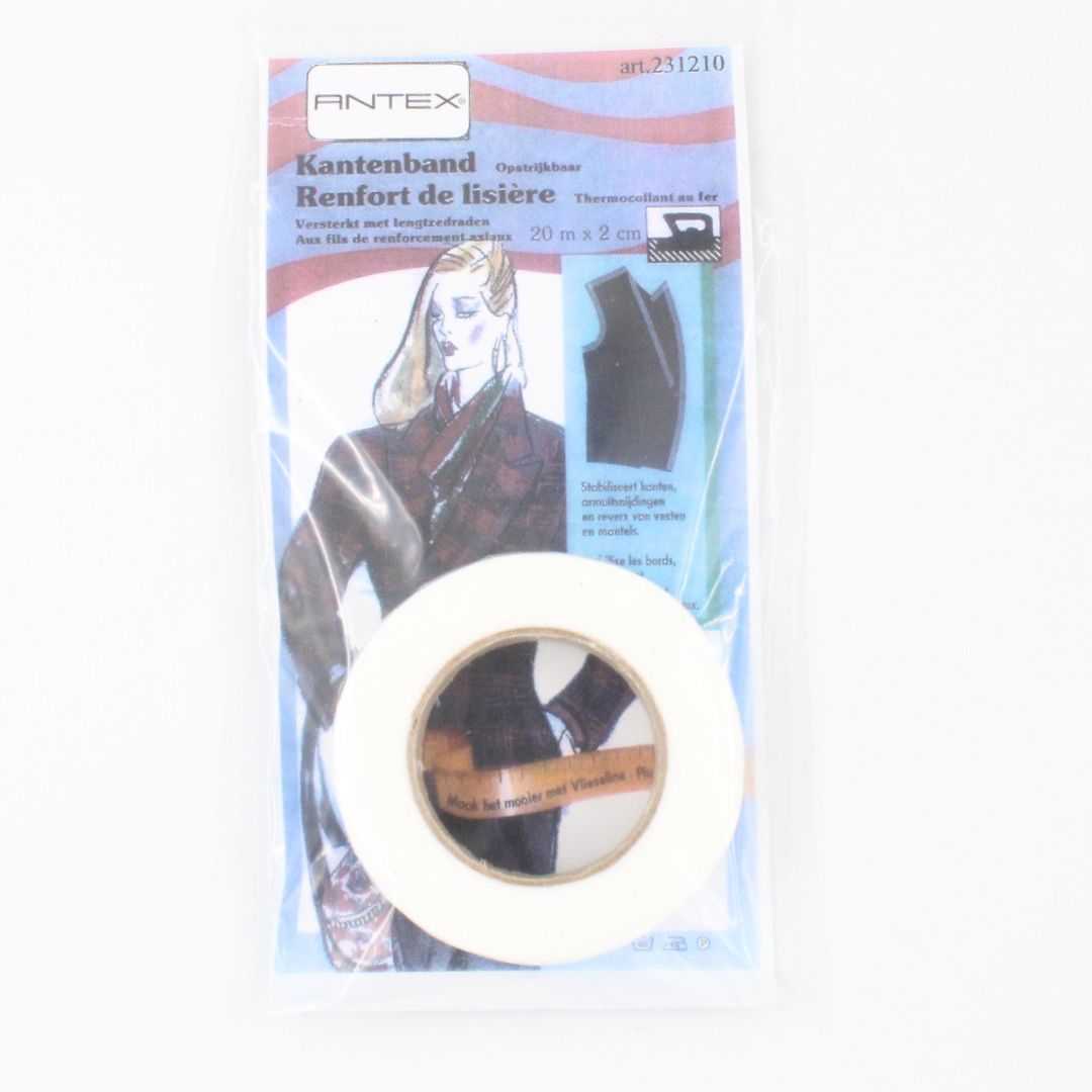 Vlieseline Kantenband 20 mm in Weiß – aufbügelbares Verstärkungsband für Nähte und Kanten | Originalverpackung