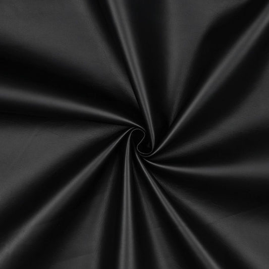 Weiches Kunstleder in Schwarz, ideal für Bekleidung, Taschen und DIY-Projekte wie Dekoration und Accessoires.