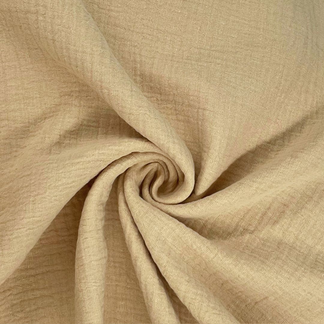 Ideal für luftige Sommerkleidung, Decken und stilvolle Accessoires. Weich, leicht & vielseitig! Weicher und luftiger Stoff in Gelbbeige!