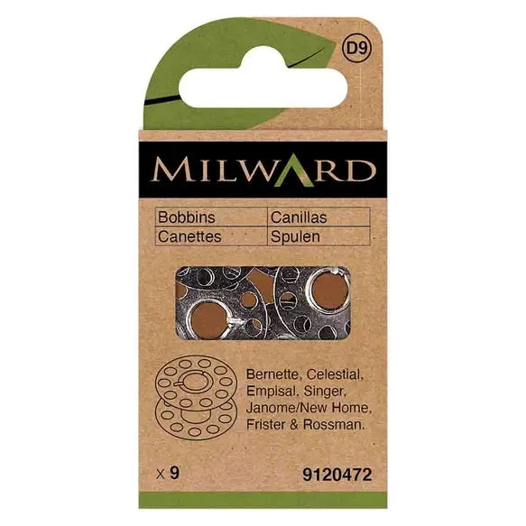 Milward Nähmaschinenspulen aus Metall 11,8mm in 9er Packung, kompatibel mit Spulenkapsel Typ 15K, robuste Ersatzspulen für Nähmaschine