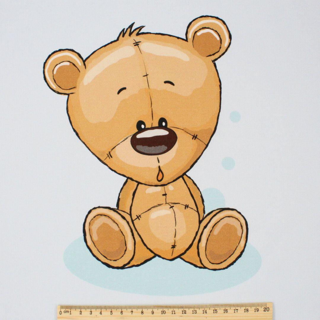 Nähprojekt Baumwollpanel Bär: 38x38 cm Baumwollpanel mit Bärenmotiv, ideal für Krabbeldecken und Wickelauflagen.