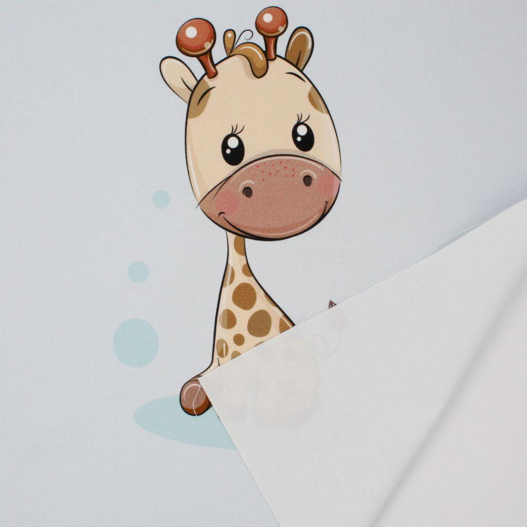 Baumwollpanel für Nähprojekte: 38x38 cm Baumwollstoff mit süßem Giraffen-Motiv, ideal für Krabbeldecken und Wickelauflagen.