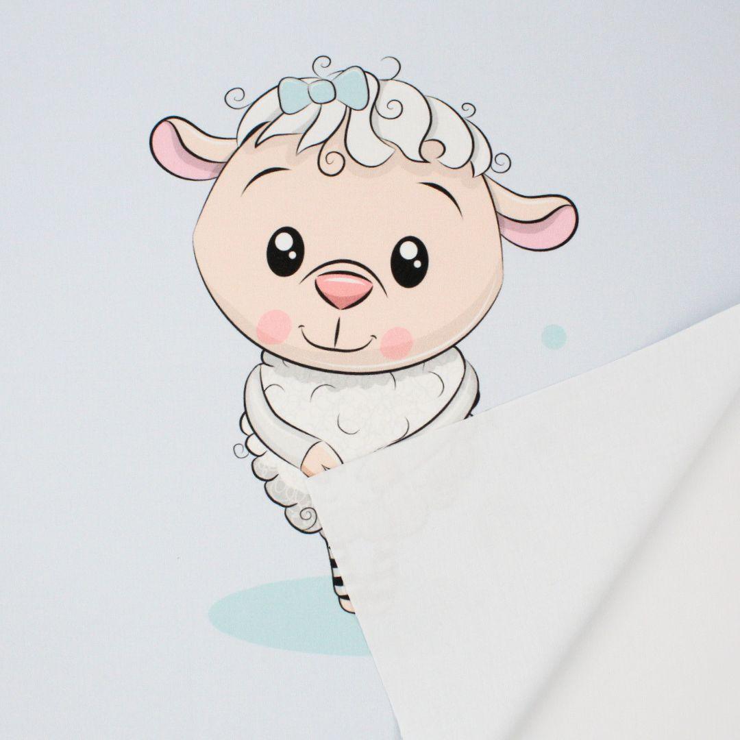 Baumwollpanel für Nähprojekte: 38x38 cm Baumwollstoff mit Schaf-Motiv, ideal für Krabbeldecken, Wickelauflagen und andere Babyprojekte.