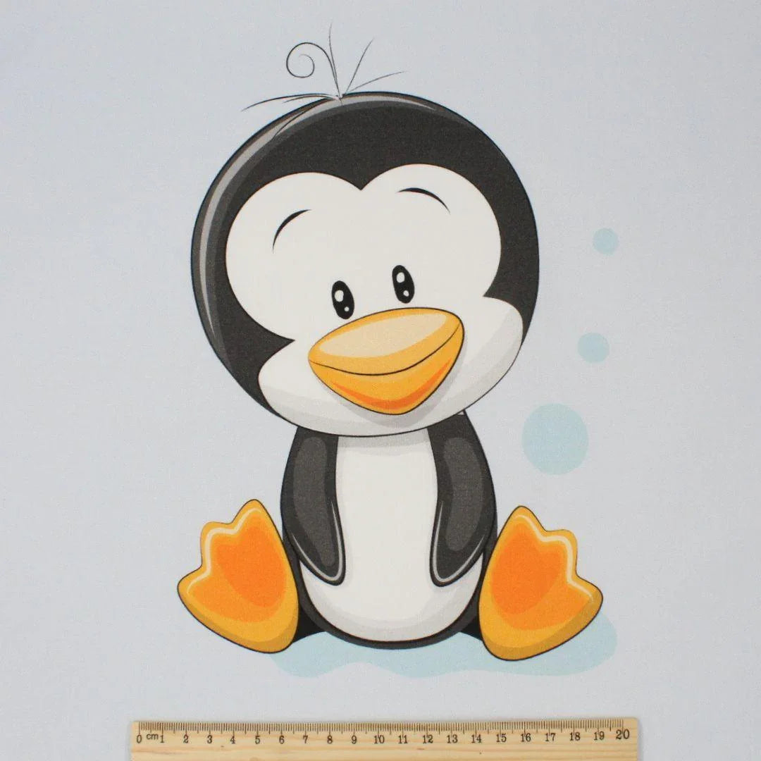 38x38 cm Stoffpanel Pinguin: Baumwollstoff mit Pinguin, perfekt für Kissen oder Kinderzimmerdeko.