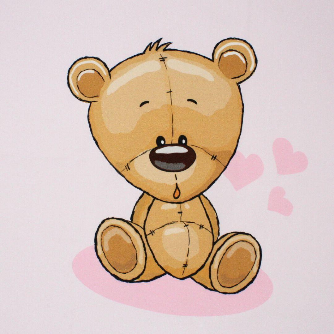 Baumwollpanel mit niedlichen Bären-Motiv auf Rosa Hintergrund