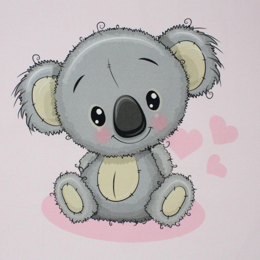 Gesamtes Panel mit fröhlichem Koala, ideal für DIY Kissen oder Baby-Deko.