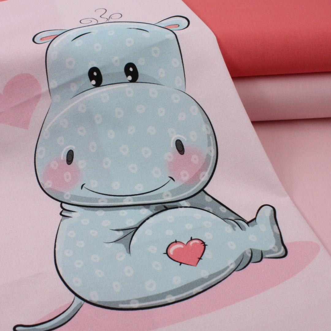 Baumwollpanel Nilpferd | 38x38 cm