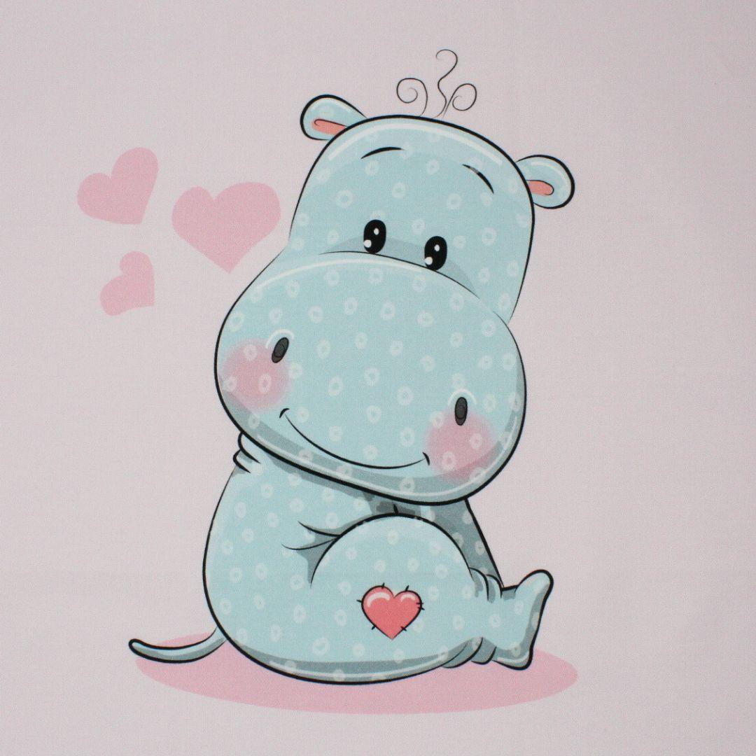 Baumwollpanel Nilpferd | 38x38 cm