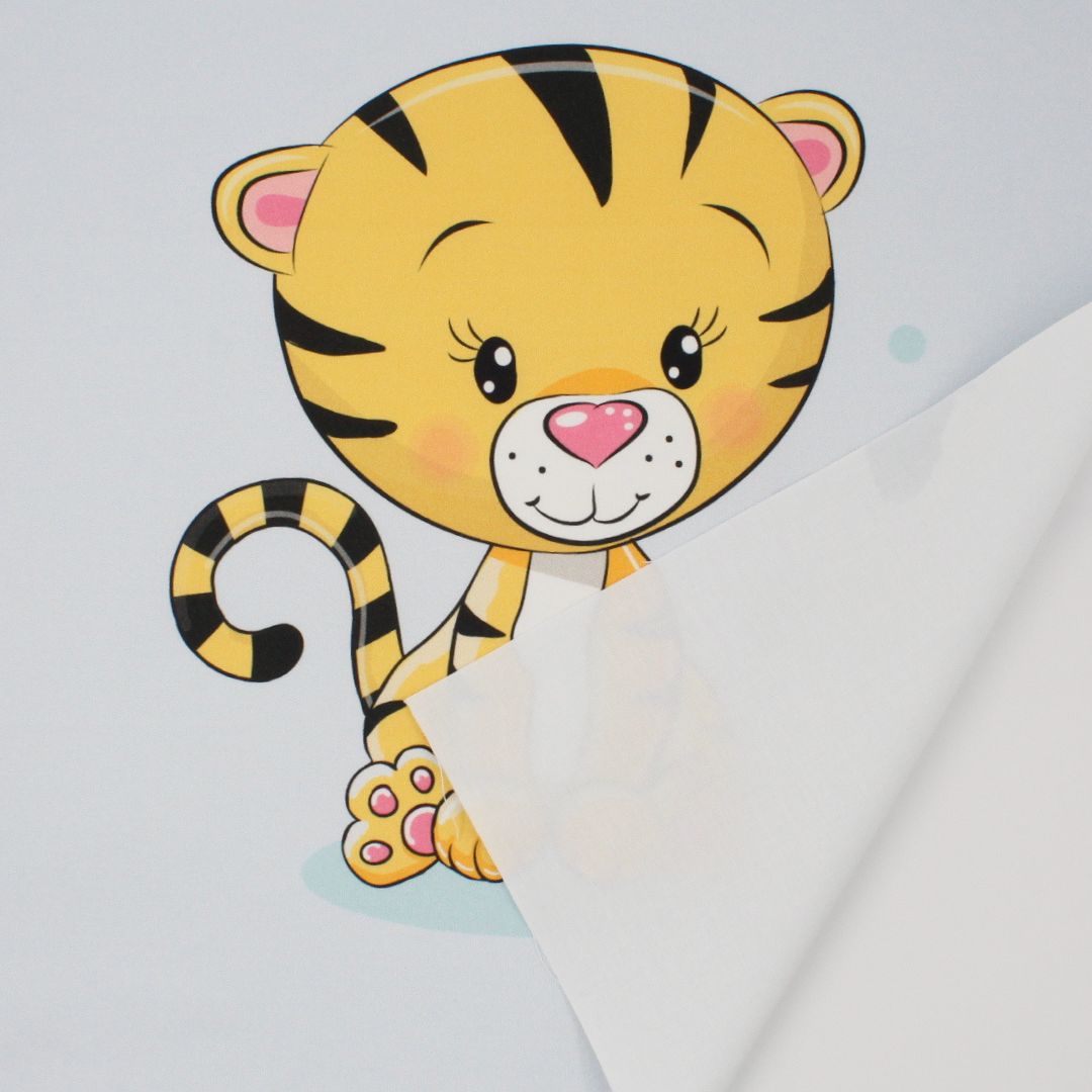 Panel mit Tiger auf Blau mit Rückseite